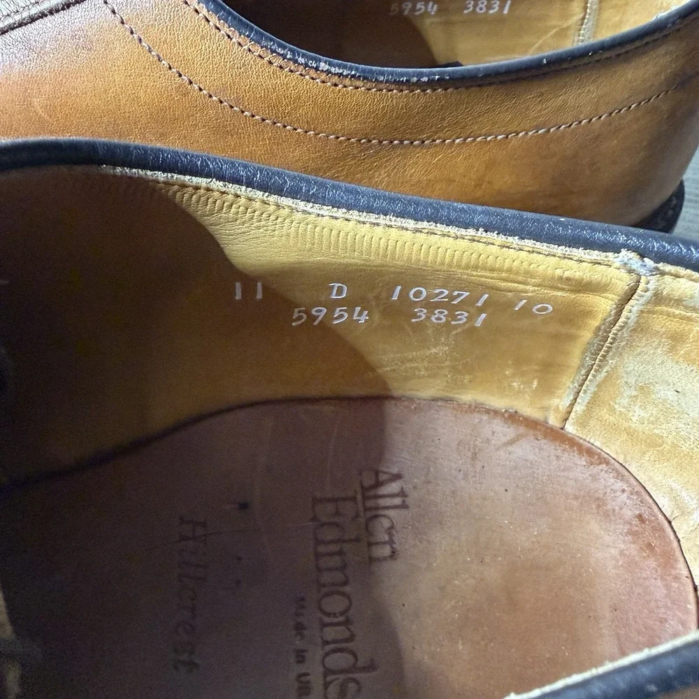 Allen Edmonds Hillcrest Brown Bicycle Toe Oxford Derby‎ Dress Shoes Mens Size 11
